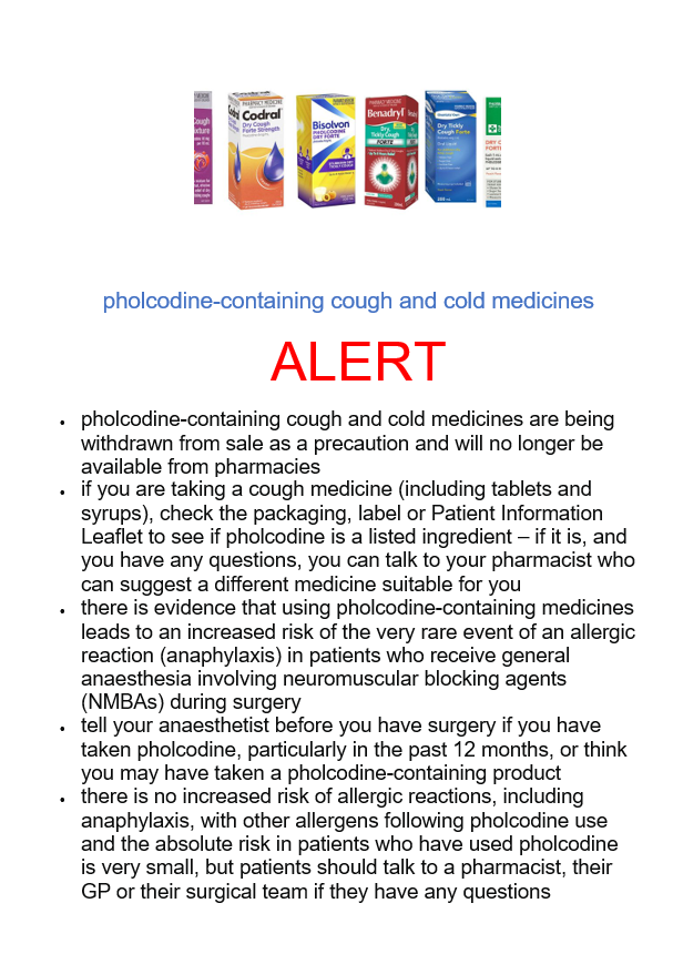 Pholcodine Warning